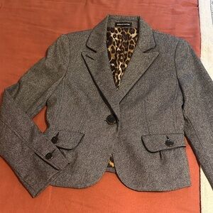 Express Gray Blazer with Leopard Print Lining